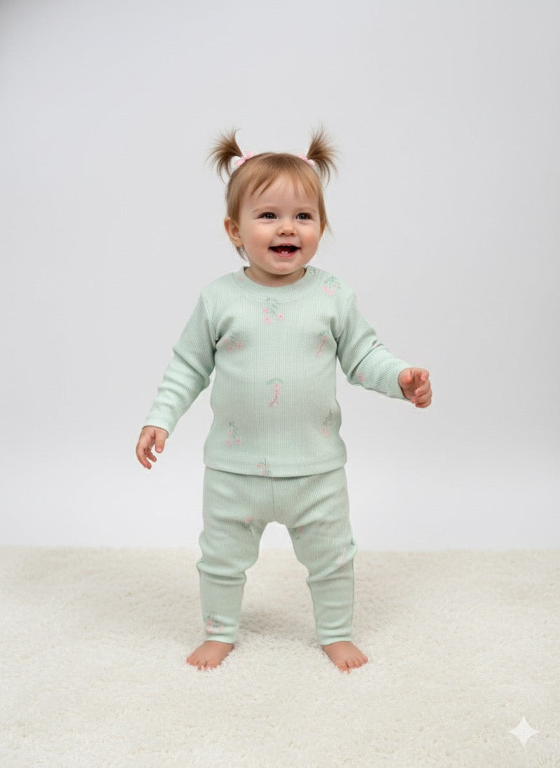Baby Co-ord sets Full mint green -(snap button)