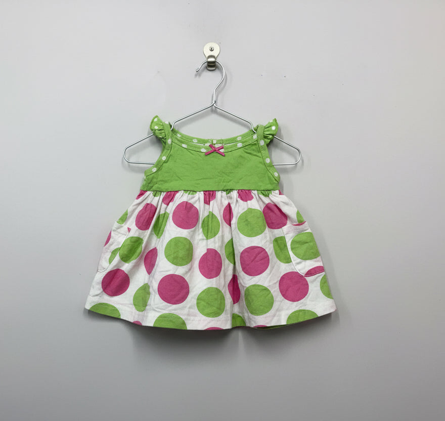 Green  with  pink circle Frock