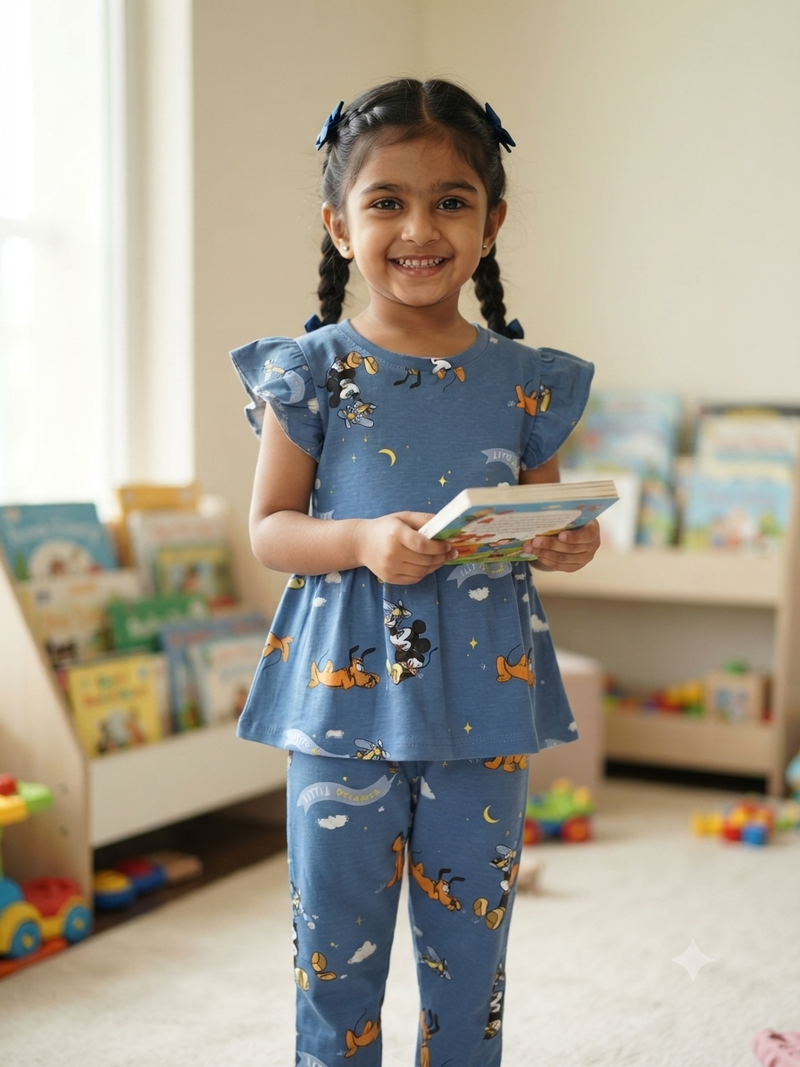 Elephant grey with Dora Buchi Peplum Co-Ord Girls Set