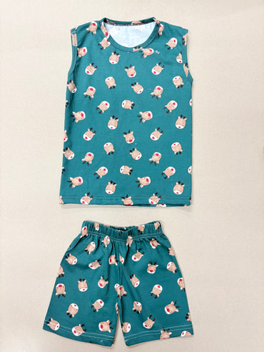 Holliday reindeer print-Sleeveless co-ords