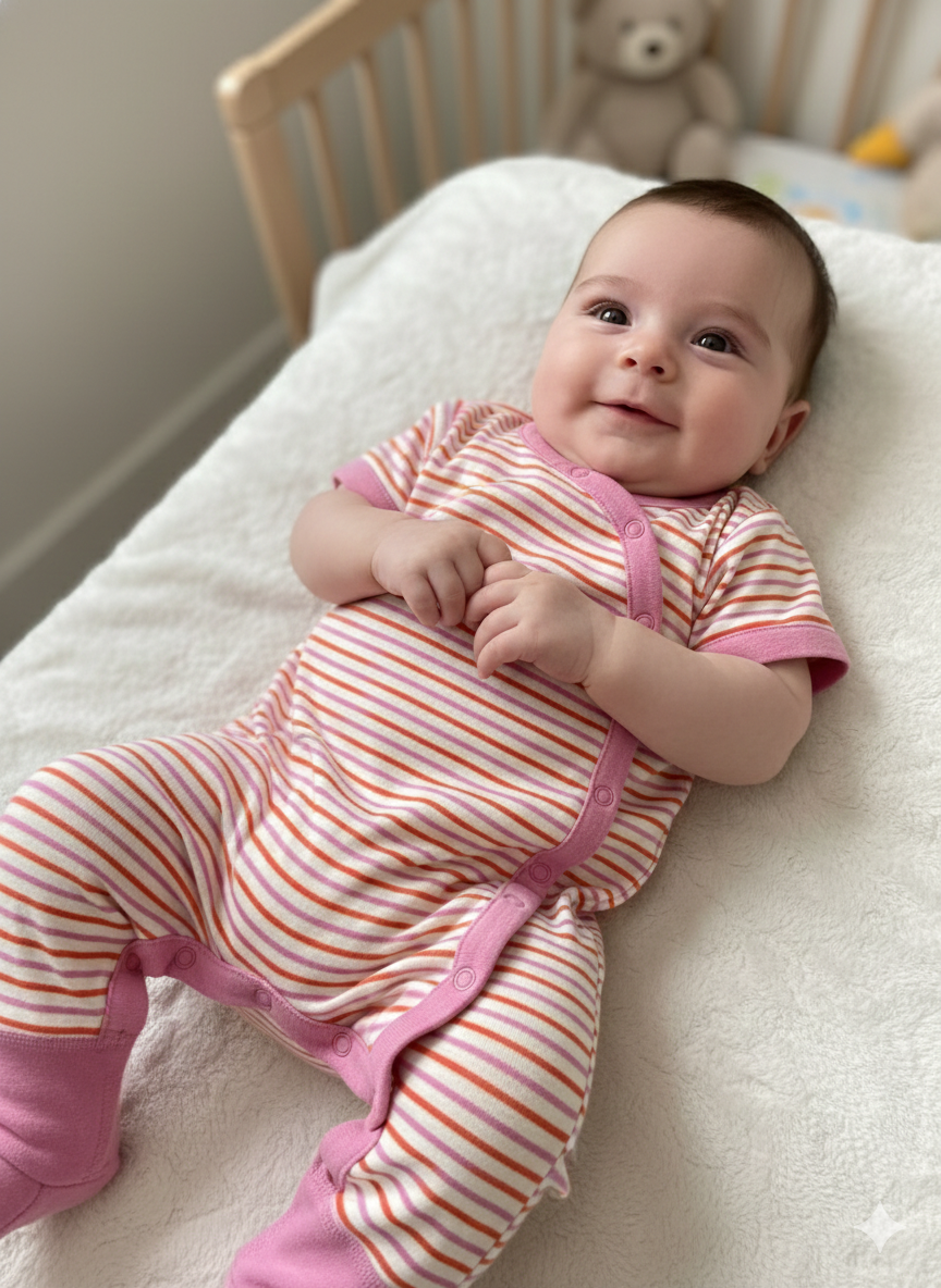 Pink lines- Baby Jumpsuit