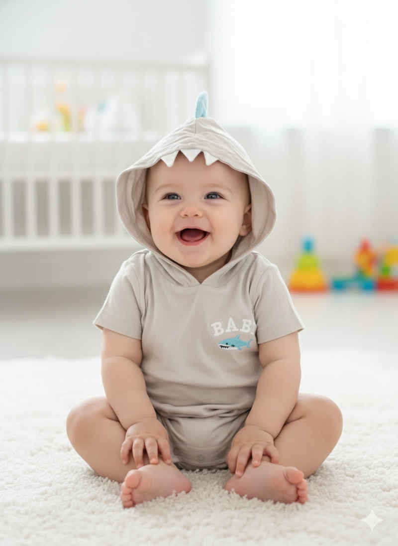Hoodie baby shark🦈 -Baby High Quality half Jumpsuits