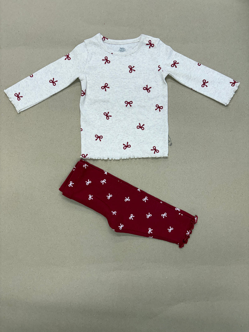Red bow -Co-ord sets Full (snap button)