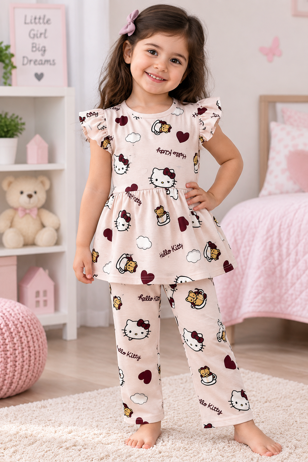Cream Peplum Co-ord Girls set