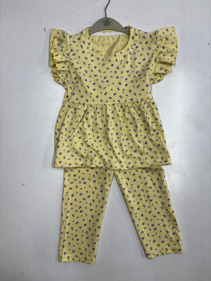 Lemon, yellow, floral peplum co - ord girls set Sep