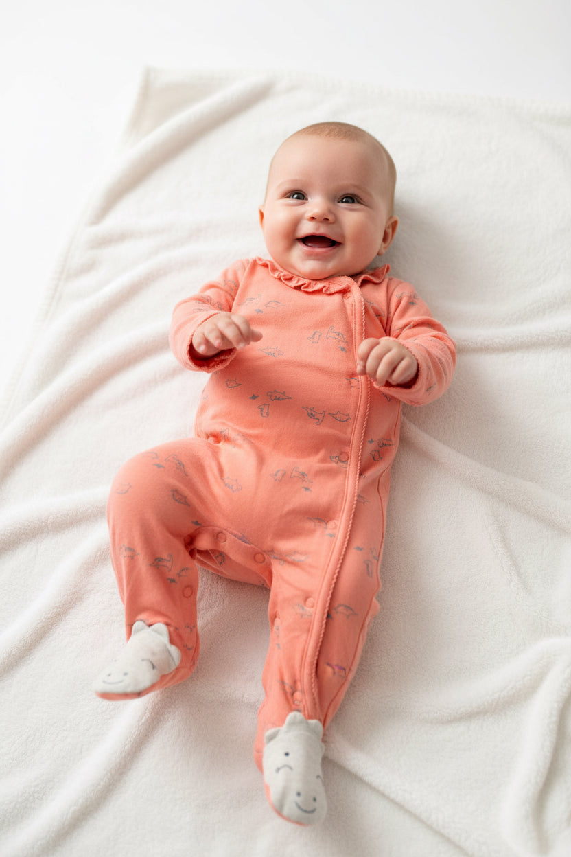 Orange smill dinosaur🦕-High Quality Baby Jumpsuit