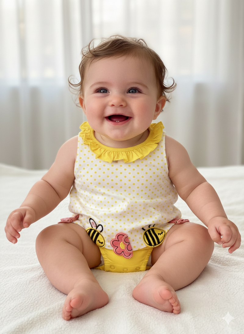 Yellow with honey 🐝-Onesies frock