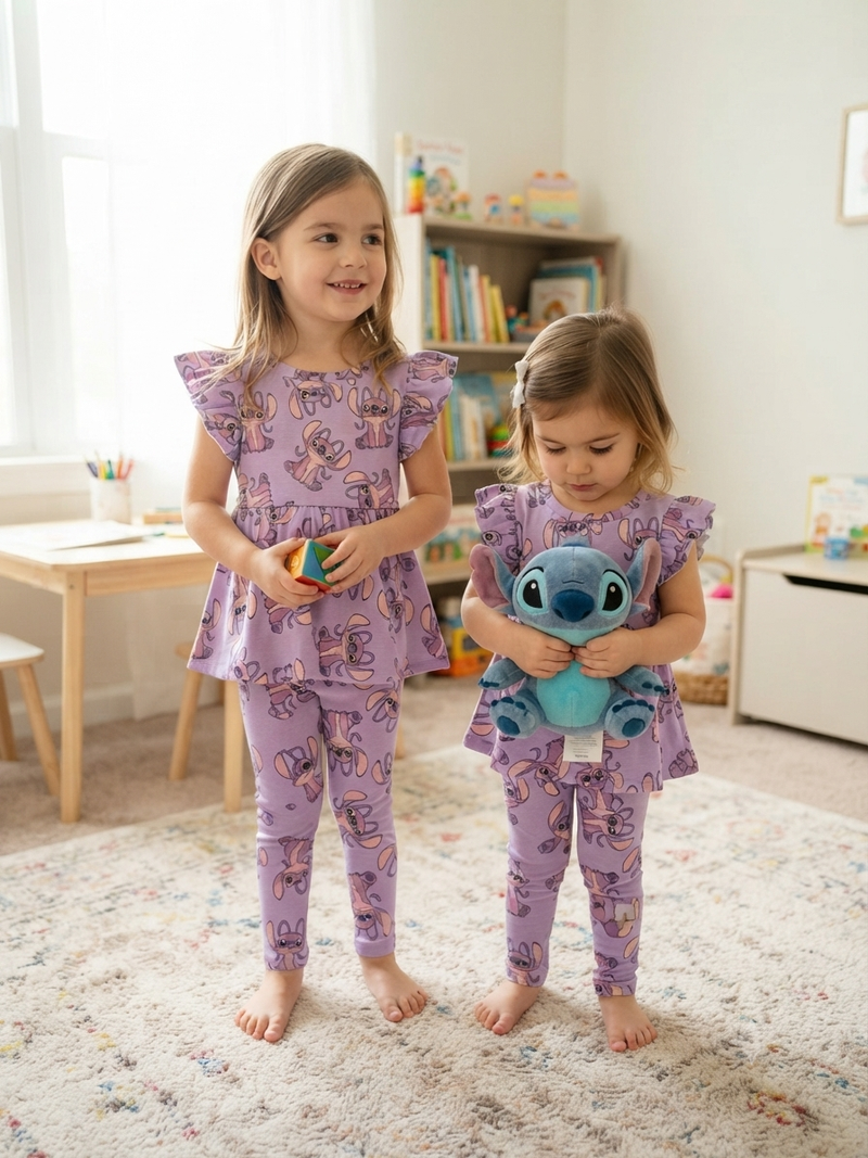Purple Stitch character graphic21/8-Peplum Girls set