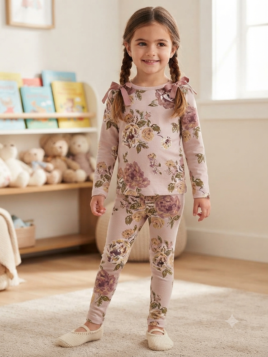 Pale pink Flowers Premium winter wears LoopKnit