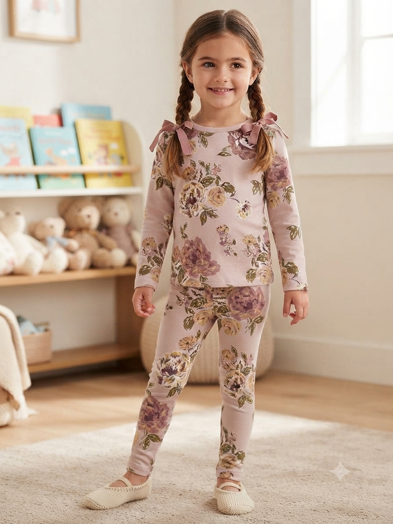 Pale pink Flowers Premium winter wears LoopKnit