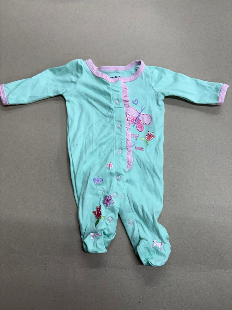Green with butterfly 🦋 with shoe (snap button)-Baby High quality jumpsuit