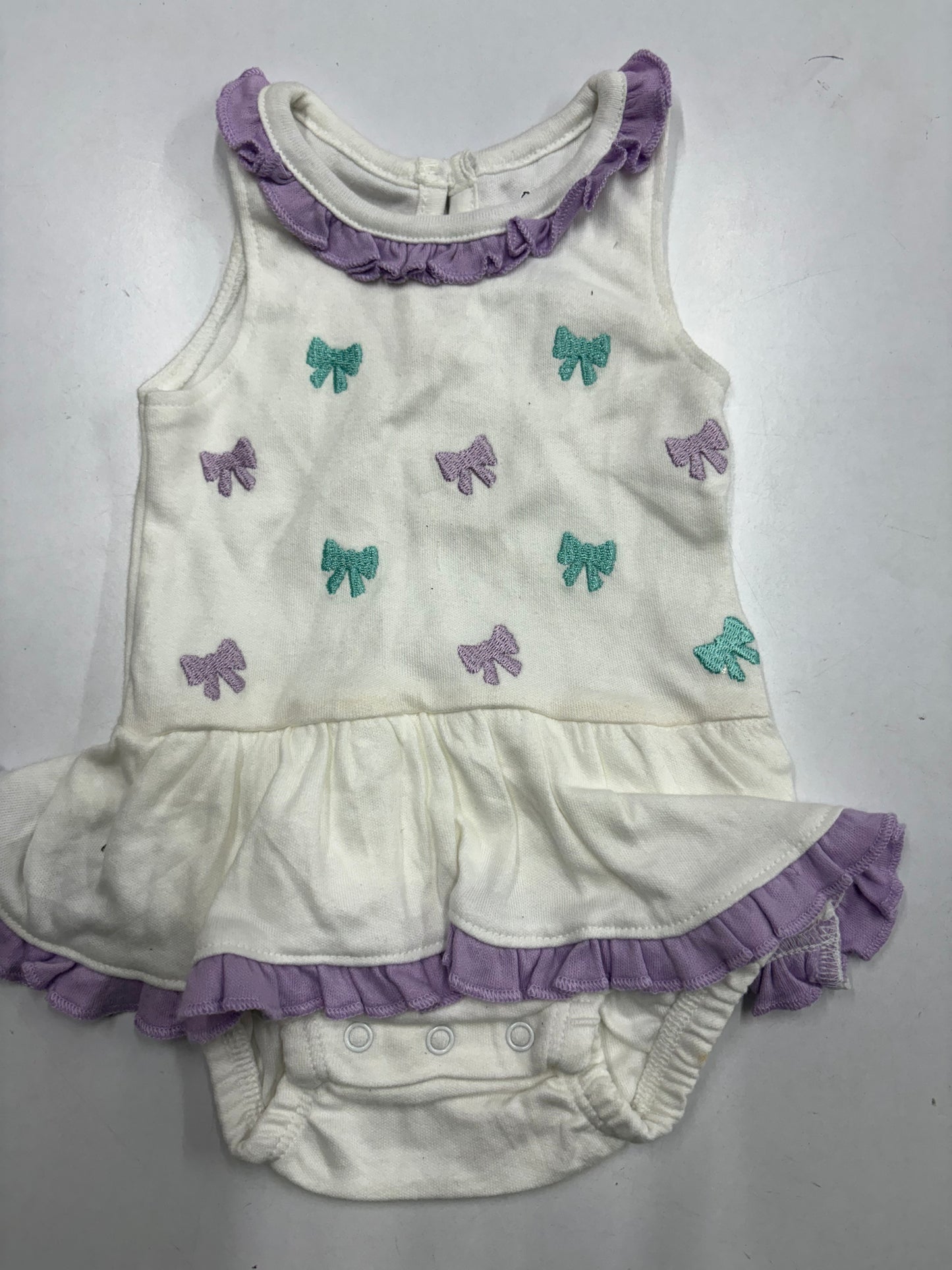 White with Violet  - onesies frock