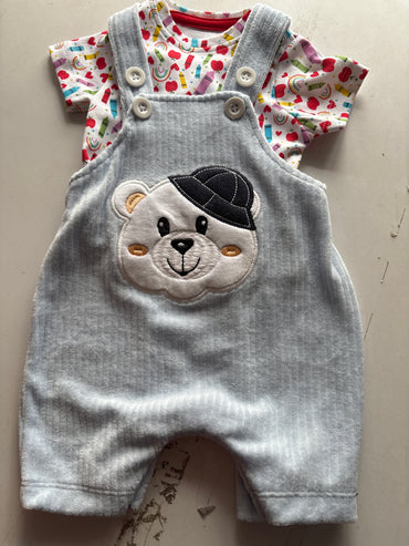Light blue with bear- Baby Dungaree