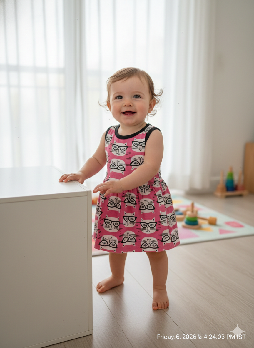 Pinky with cat -frock