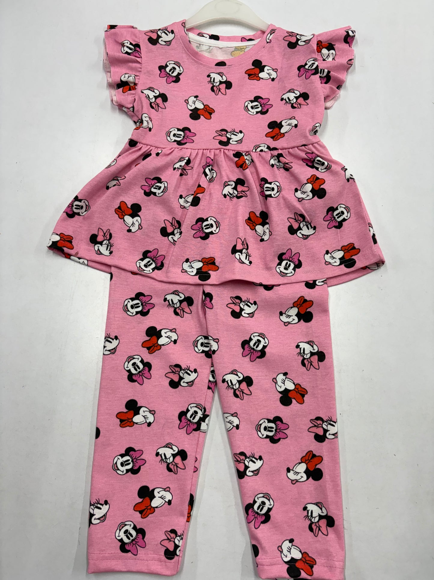 Charming sea pink Mickey Mouse Peplum Co-ord Girls set