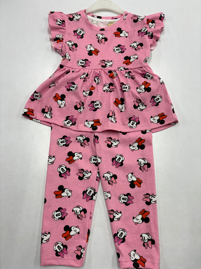 Charming sea pink Mickey Mouse Peplum Co-ord Girls set