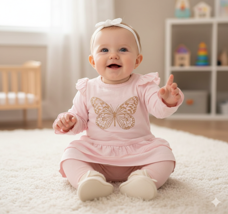 Pink butterfly -Baby Full Sleeve Top