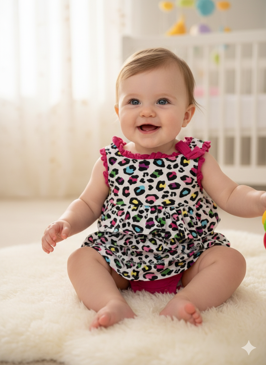 Pink & white  -Onesies frock