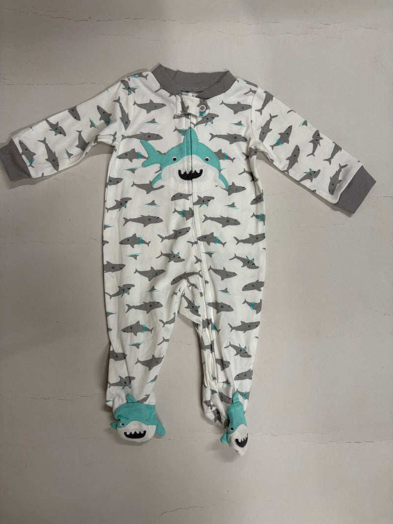White with grey sharks 🦈 with shoe- Baby high quality jumpsuit