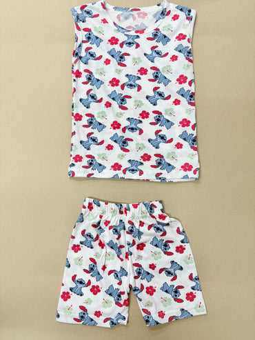 Disney Stitch sleeveless top featuring a tropical hibiscus flower pattern -Sleeveless co-ords