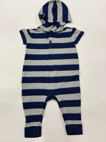 Grey with navy Hoodie -Baby Jumpsuits