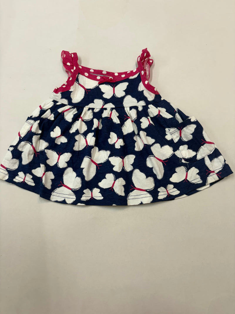 Navy   with white butterfly- Baby Sleeveless Frock