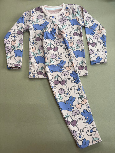 Blue bunnies, cherries, and floral-Premium winter wears LoopKnit