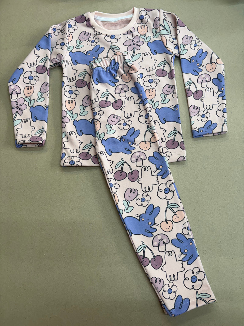 Blue bunnies, cherries, and floral-Premium winter wears LoopKnit