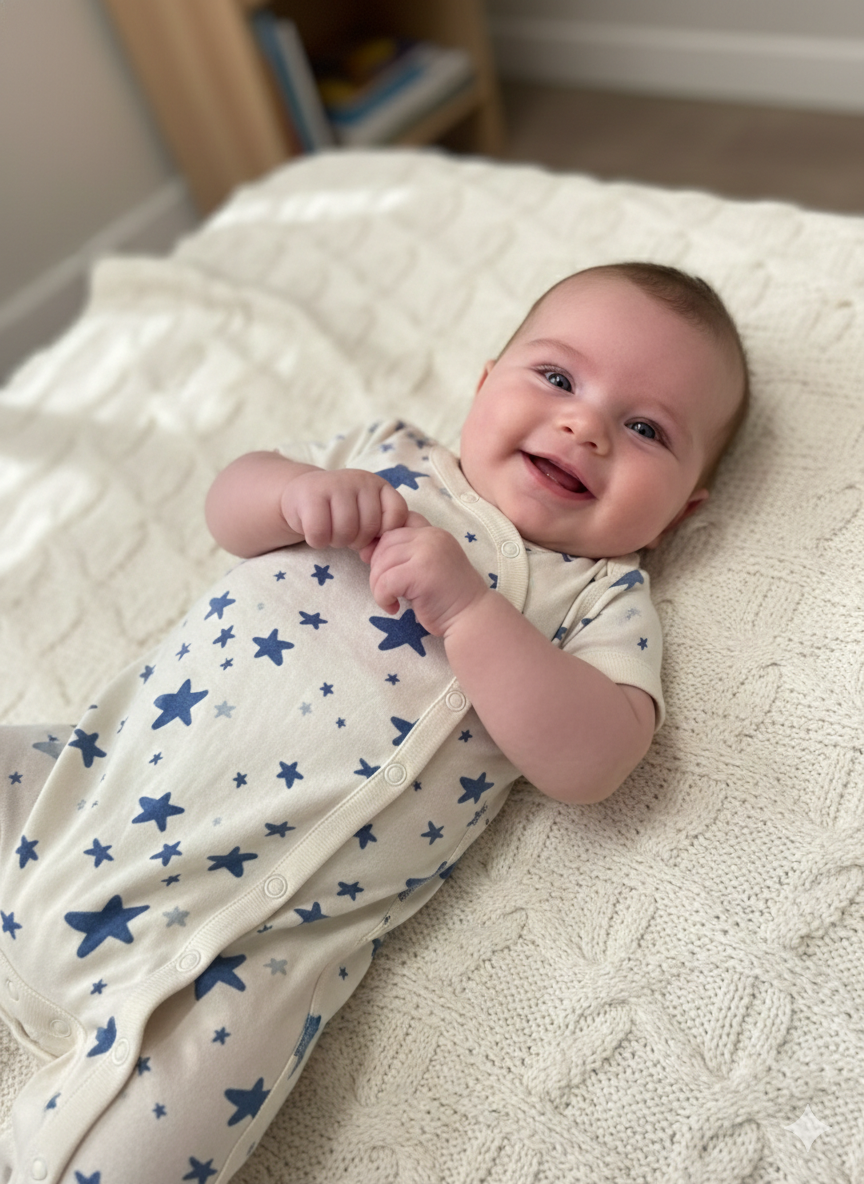 White with blue Star -Baby Half Jumpsuits