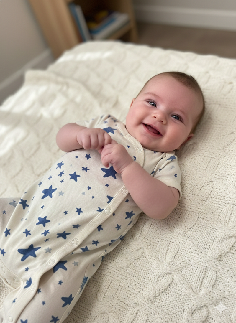 White with blue Star -Baby Half Jumpsuits