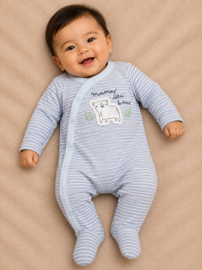 Light blue line teddy bear- full jumpsuit