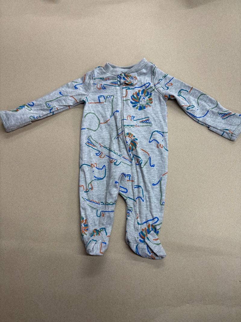 Grey with animals with shoe (zipper)-Baby High quality jumpsuit