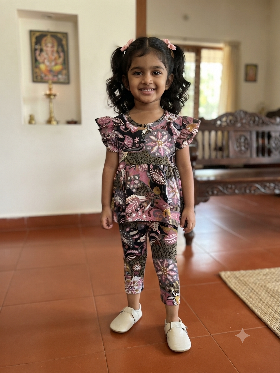 Multi Colour peplum co - ord girls set Sep