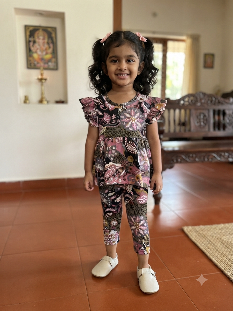 Multi Colour peplum co - ord girls set Sep