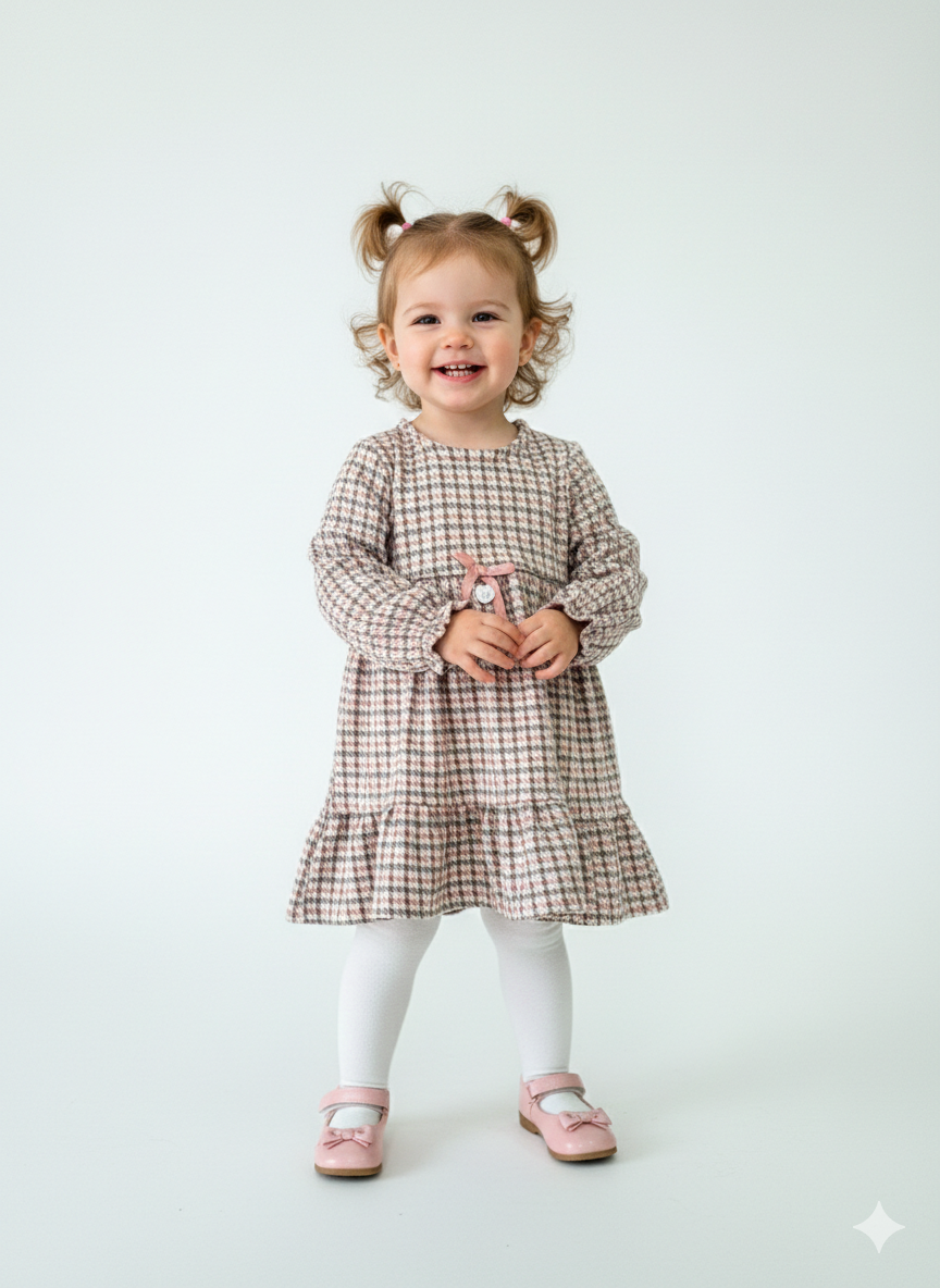 Brown checked -Girls Frock