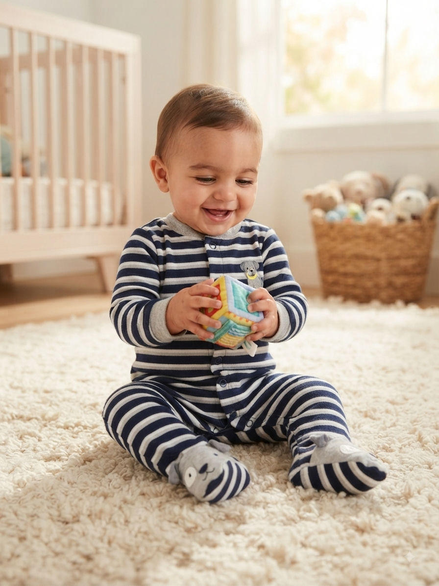 Navy with white stripes and grey dog 🐕 with shoe (Zipper)-Baby High quality jumpsuit