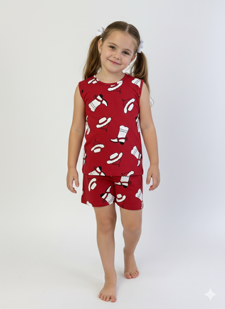 Red -Sleeveless co-ords