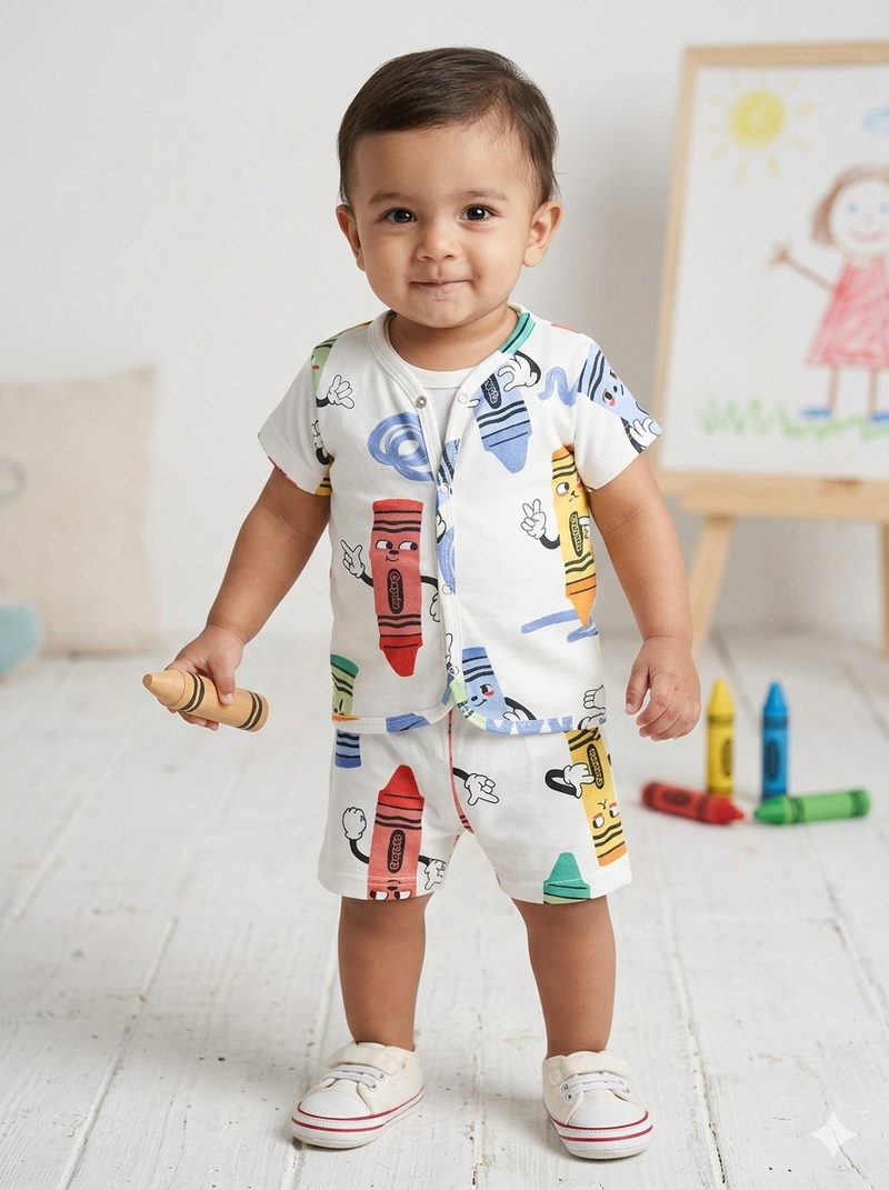 Crayon Characters -Half Sleeve Jabla Short Sets