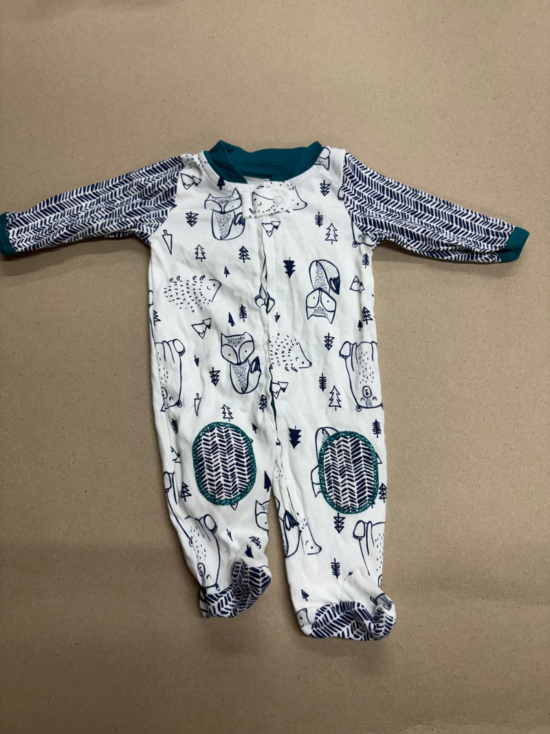Woodland animal print with shoe(zipper)-Baby High quality jumpsuit