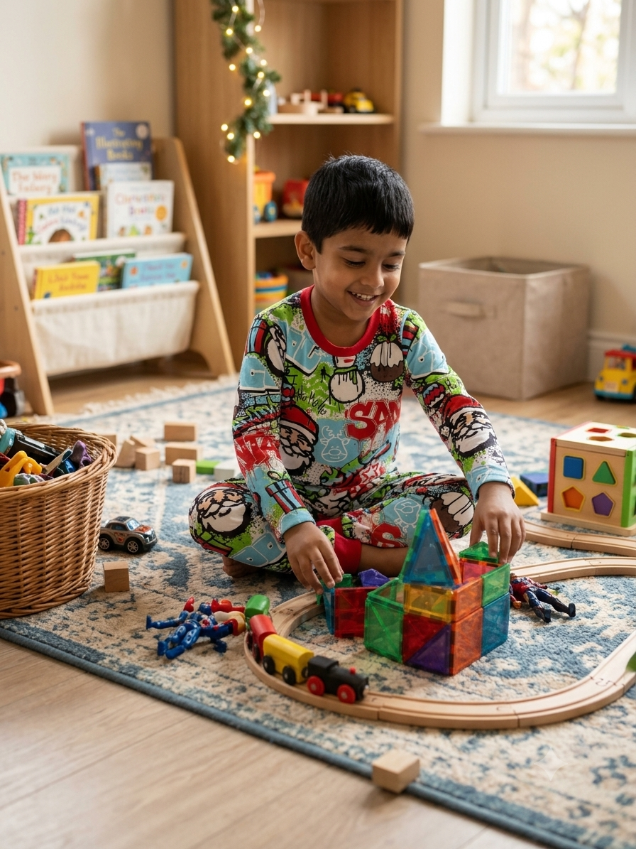 Christmas Graffiti Santa & Snowman Print Pyjama Set