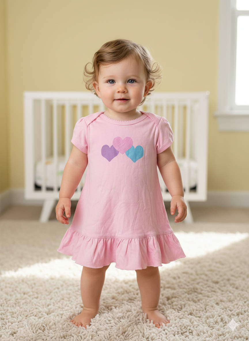 Pink with heart-Baby half Sleeve top