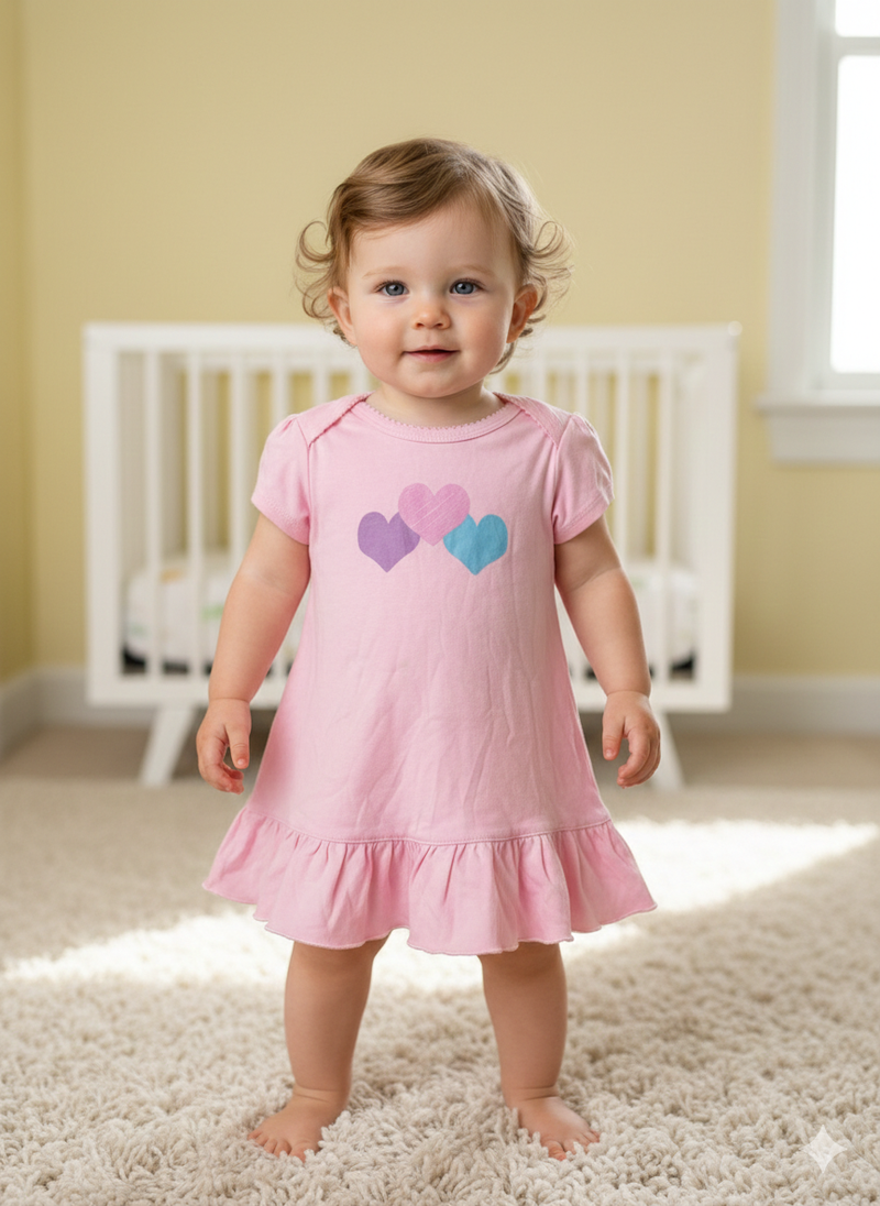 Pink with heart-Baby half Sleeve top