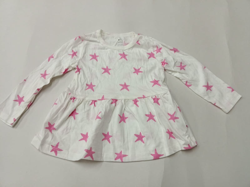 White with pink Star -Baby full Sleeve top