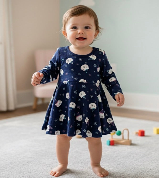 Navy -Baby Full Sleeve frock