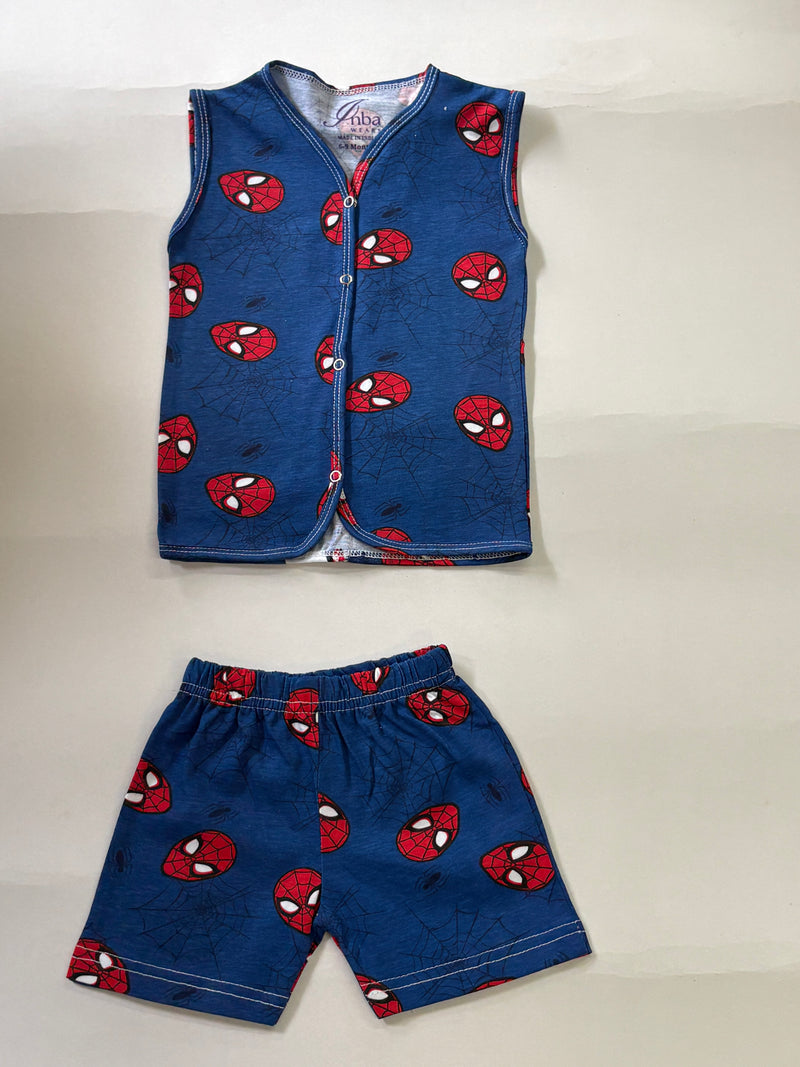 Blue spider- Sleeveless Jabla shorts set