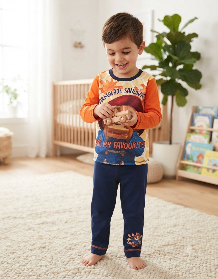 Orange teddy with marmalade sandwich -Kids Full Sleeve Set