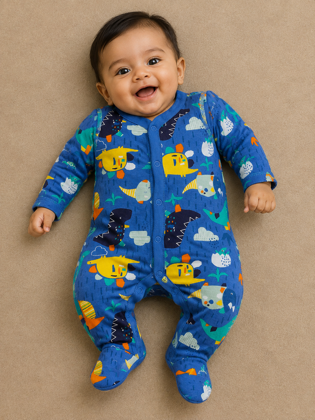 Dark blue- dino Baby Jumpsuits