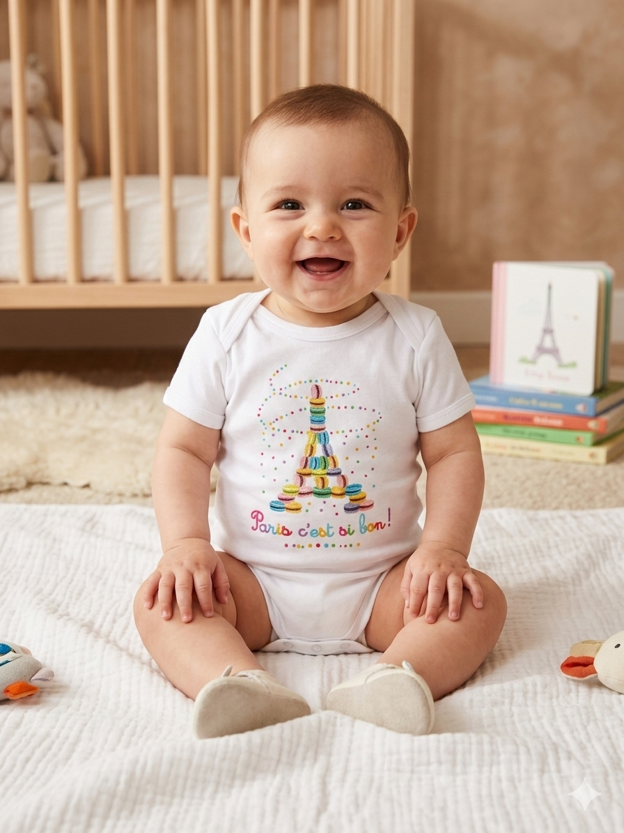 White with panis- Baby Romper