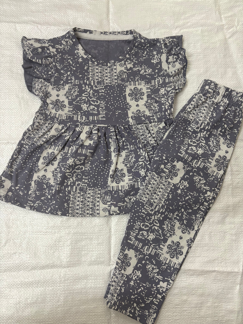 Light gray Peplum Co-Ord Girls Set