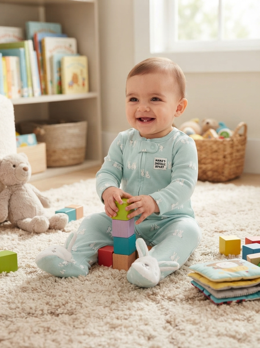 Light green bunny 🐰 with shoe(zipper)-Baby High quality jumpsuit